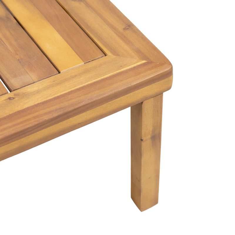 Acacia Wood Loveseat And Coffee Table Set With Cushions