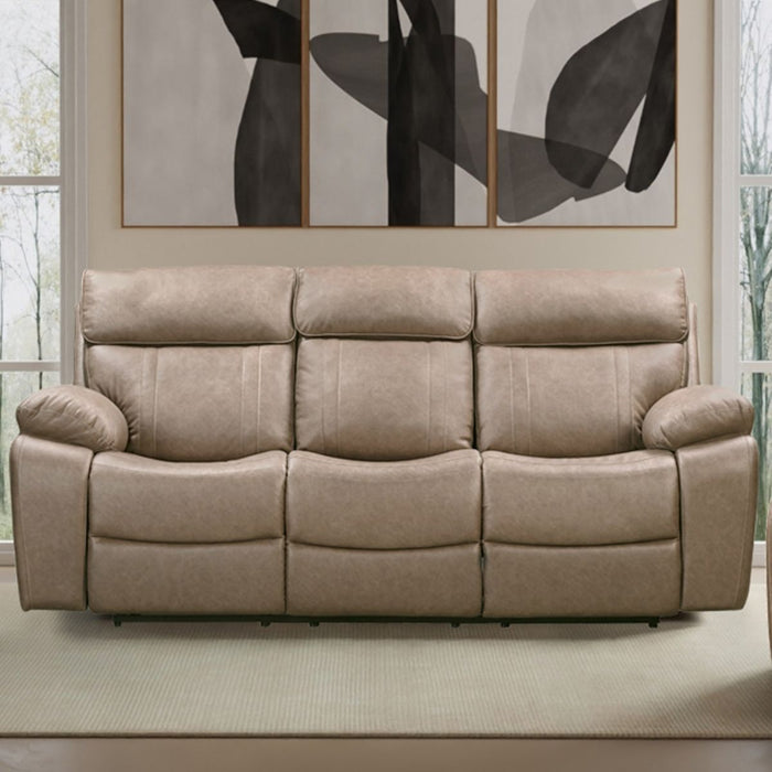 Theon - Manual Reclining Sofa With Drop Down Table - Stokes Toffee