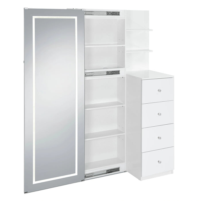 Vancouver Floor Mirror With Storage in White