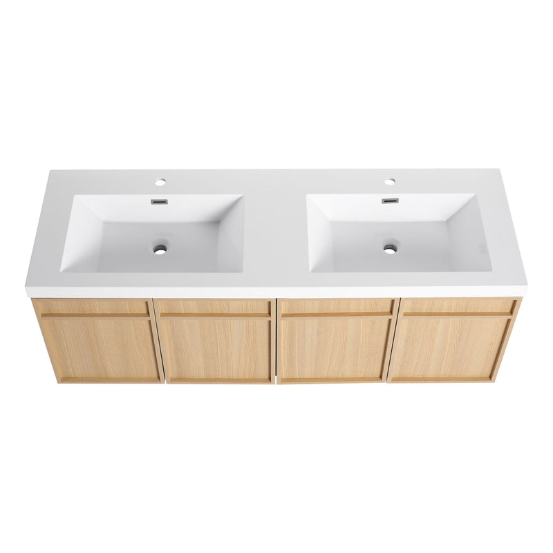 Wall-Mounted Bathroom Vanity With Resin Sink And Soft Closing Doors
