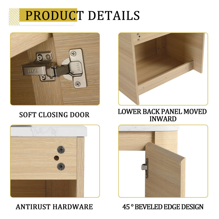 Mounted Bathroom Vanity & Art Sink & 2 Soft Close Doors