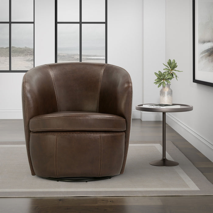 Barolo - 100% Italian Leather Swivel Club Chair (Set of 2)