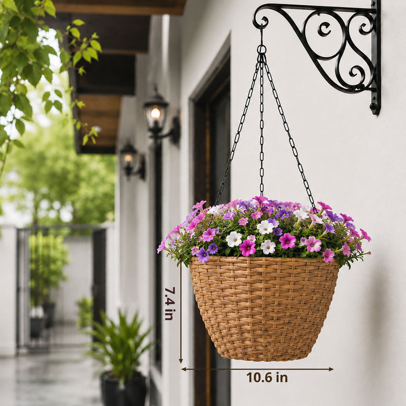 Hanging Planters, Indoor Outdoor Plant Holders (Set of 2) - Brown