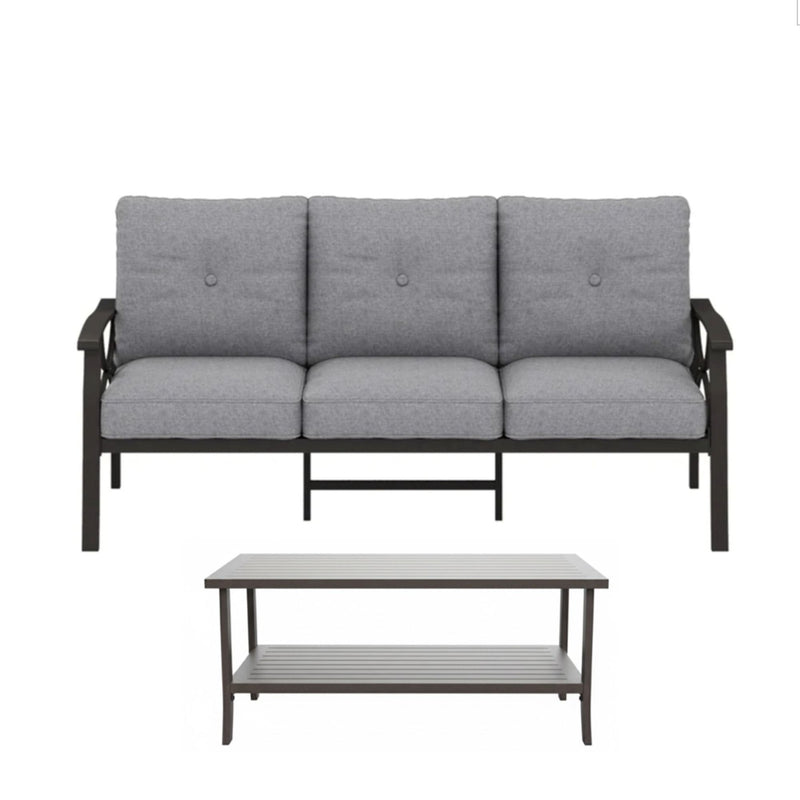 Patio Furniture Set, Coffee Table And Cushions For Backyard