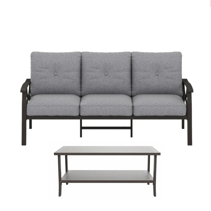 Patio Furniture Set, Coffee Table And Cushions For Backyard
