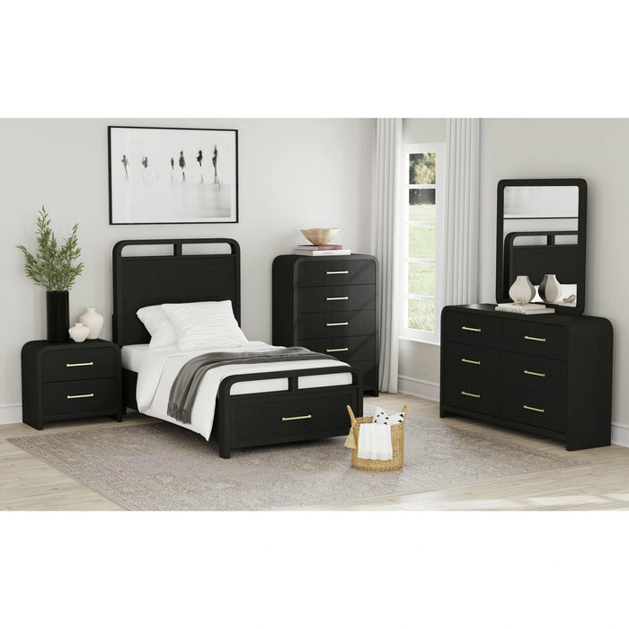 Ridgemont Storage Bedroom Set in Black with Grain