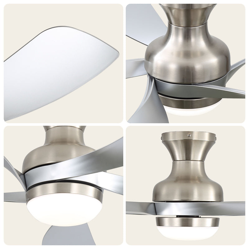 52" Ceiling Fan With 3 Color Dimmable LED Light, DC Reversible Motor, 6 Speed Settings