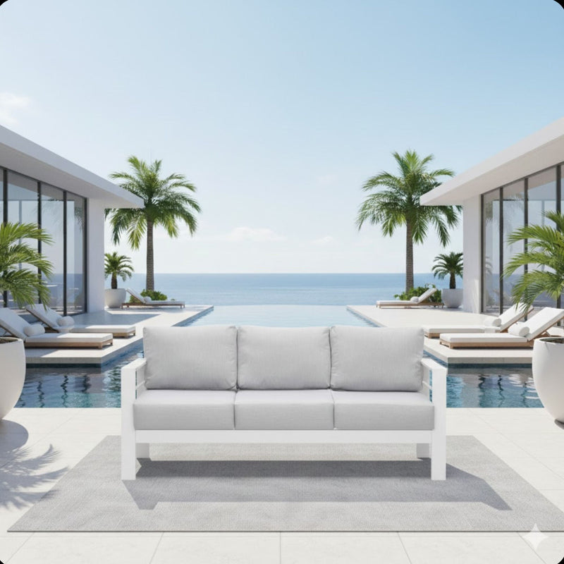 All-Weather Patio Sofa & Cushions, 3 Seat Outdoor Couch