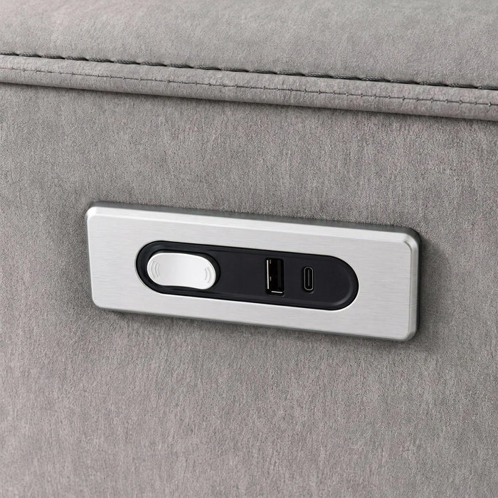 Jackpot P1 Loveseat W/Console in Explore Light Grey