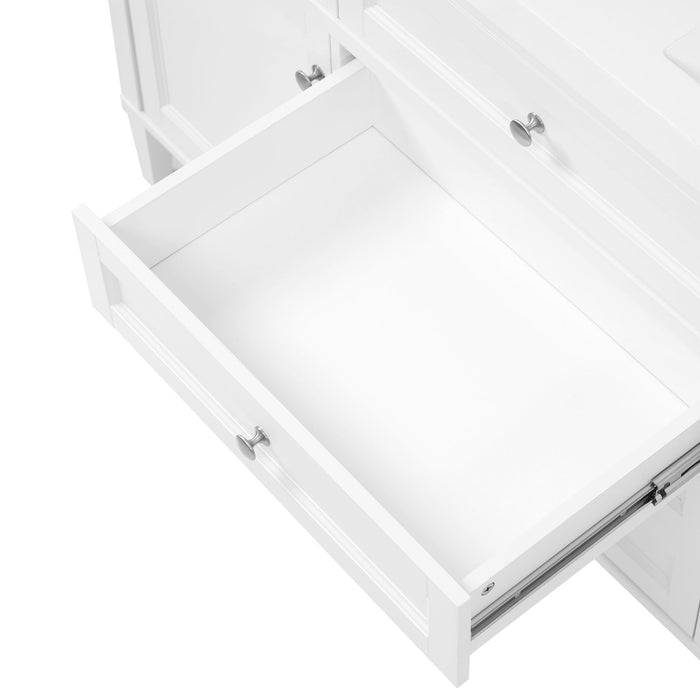 Bathroom Vanity Cabinet Only, 3 Drawers & 2 Doors, Adjustable Shelf, Soft Close Hinges - White