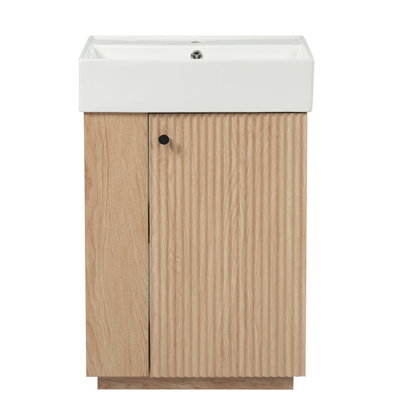 Bathroom Vanity With Sink, Freestanding Wood Grain Cabinet With Storage