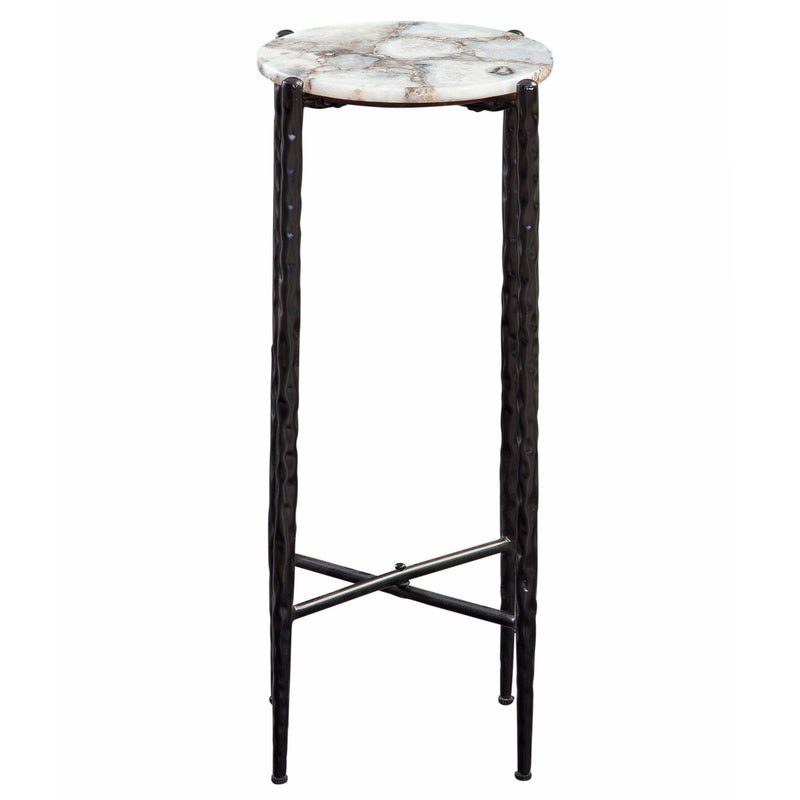 Octavio - Agate Top Chairside Table - White