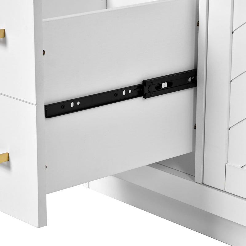 Ceramic Sink Combo, Freestanding Vanity Set With 3 Drawers & Soft Closing Doors
