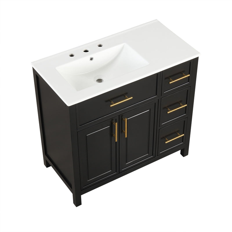 Modern Bathroom Vanity With Sink Top, 2 Doors And 3 Drawers