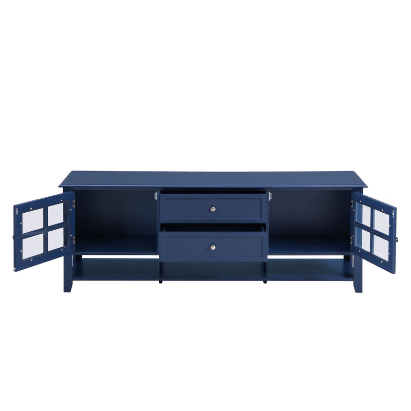 TV Stand, Entertainment Center With Dual Drawers And Hidden Storage, Cabinet With Soft Closing Doors And Sleek Panel Design