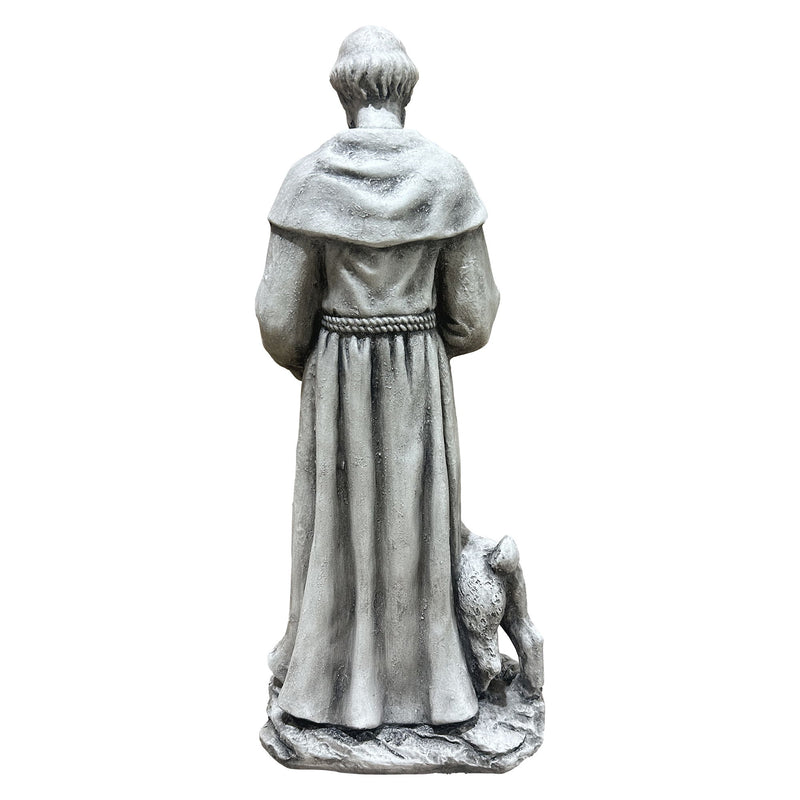 Magnesium Oxide Saint Statue With Lamb Weatherproof Religious Sculpture Garden Church Decor Ornament