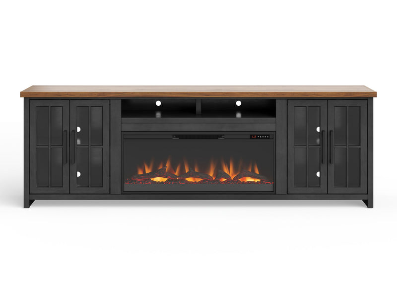 Fireplace TV Stand Console For TVs Up To 100" - Black / Whiskey