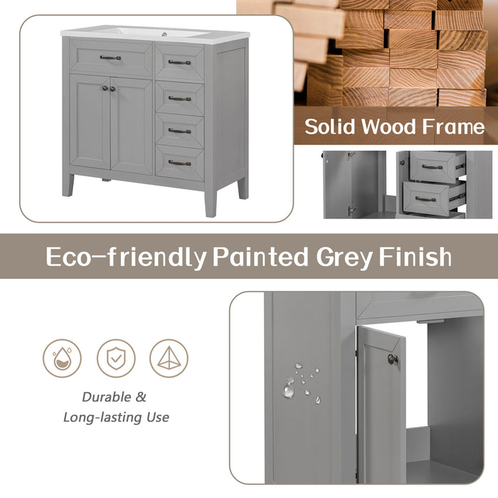 Modern Bathroom Vanity Base Only, 2 Doors And 3 Drawers