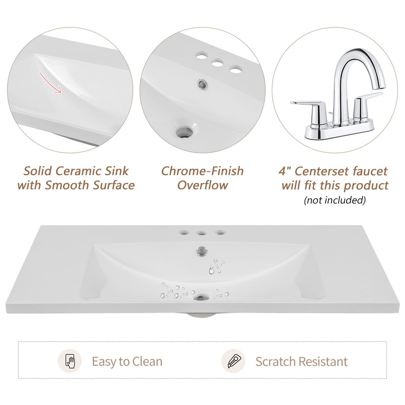 Modern Bathroom Vanity With Sink, 6 Drawers, Adjustable Shelf