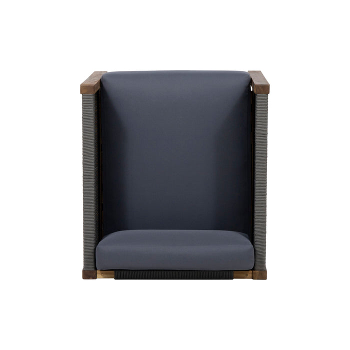 Outdoor Club Chair With Rattan Rope Wave - Dark Gray