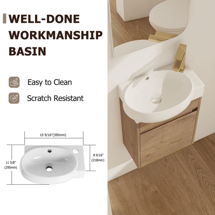 Modern Bathroom Vanity With Ceramic Basin, Wall Mounted Floating Sink Combo, Storage Cabinet