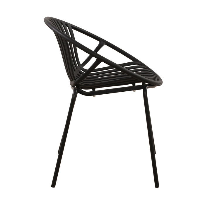 Stackable Outdoor Chairs With Breathable Plastic Backrest (Set of 2)