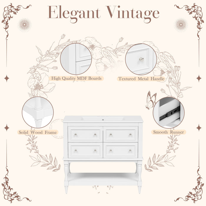 Bathroom Vanity Cabinet With Undermount Sink, 4 Drawer Set