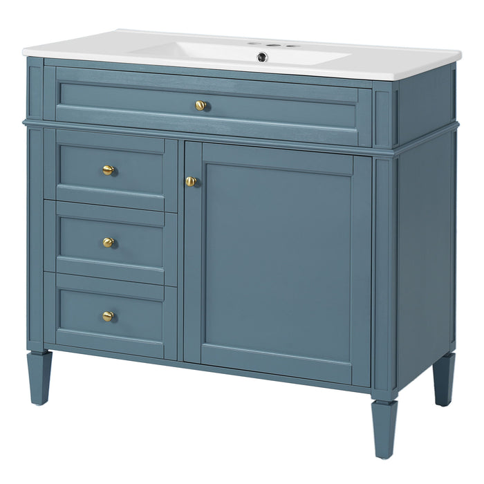 Bathroom Vanity With Top Sink, 2 Drawers And Tip Out Drawer