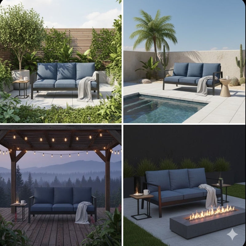 3 Seat All-Weather Patio Sofa With Cushions