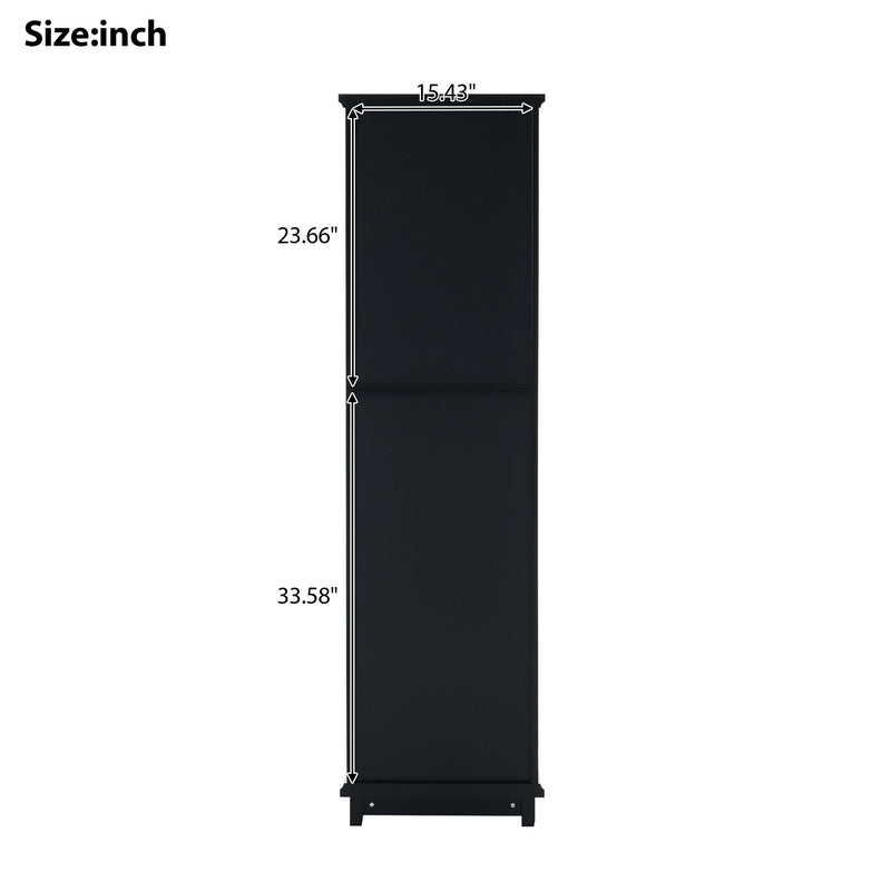 Tall Bathroom Storage Cabinet With Glass Doors, Free-Standing, Two Drawers, And Adjustable Shelves, Board, Painted Perfect For Displaying Your Favorite Items