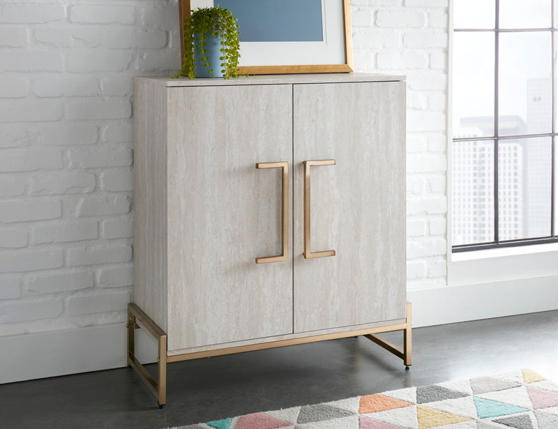 Larkin - Faux Marble Wine Cabinet - Light Gray