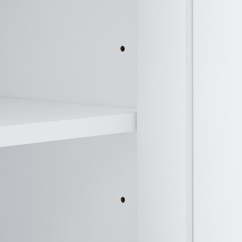 Tall Freestanding Bathroom Storage Cabinet With Adjustable Shelves And Side Hooks