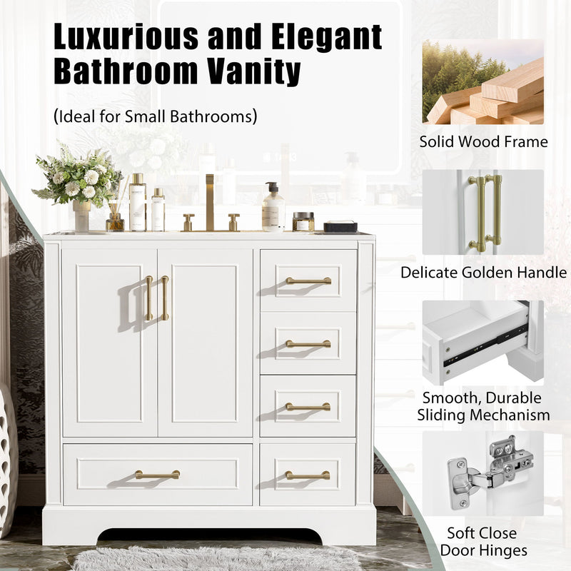 Traditional Bathroom Vanity With Soft Close Doors And Drawers