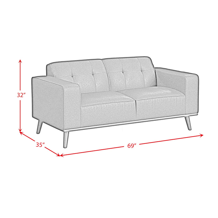 Destiny Loveseat with Wood Front in Pebble Brown