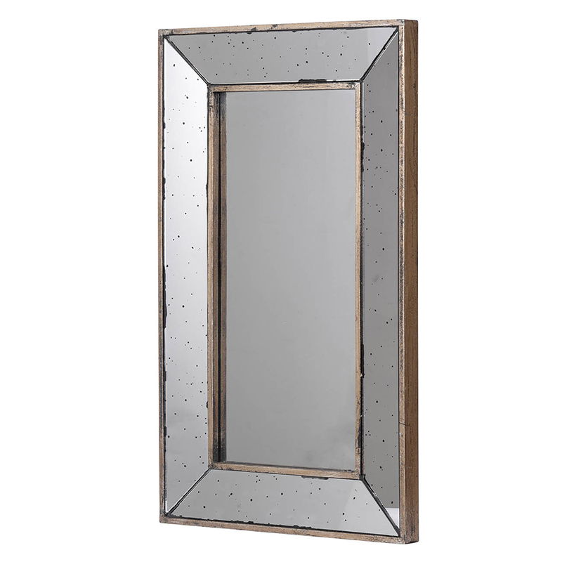 Distressed Accent Mirror, Traditional Style Framed Wall Mirror For Living Room