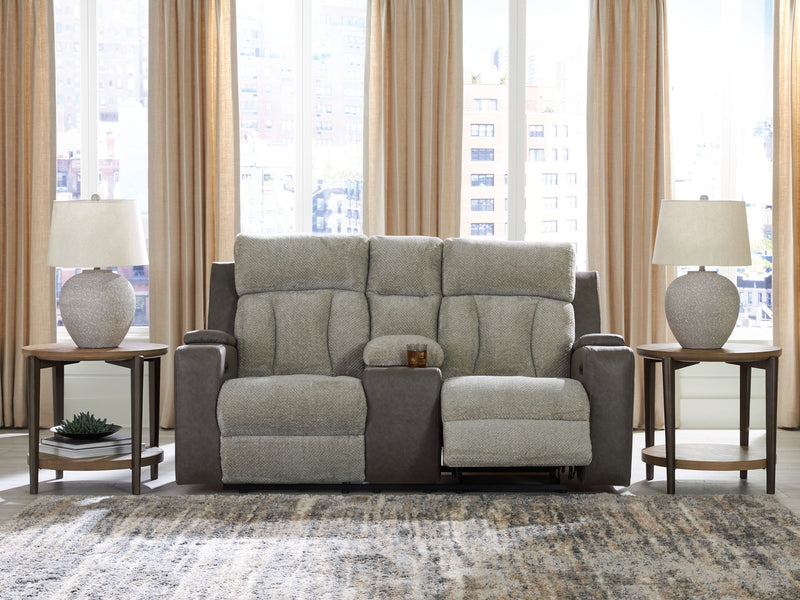 WhipLash - Power Reclining Loveseat With Console / Adj Headrest - Sisal
