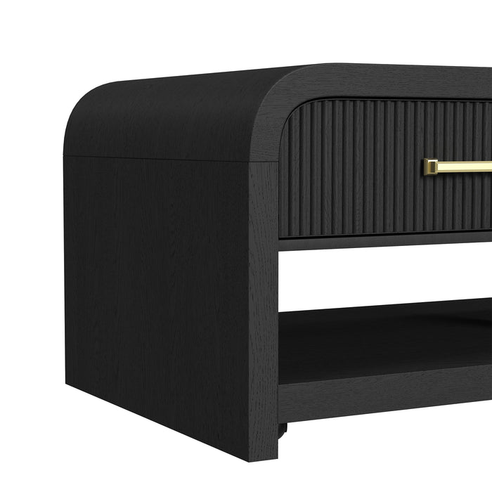 Ridgemont 3PC Occasional Table Set in Black with Grain-Coffee Table & Two End Table