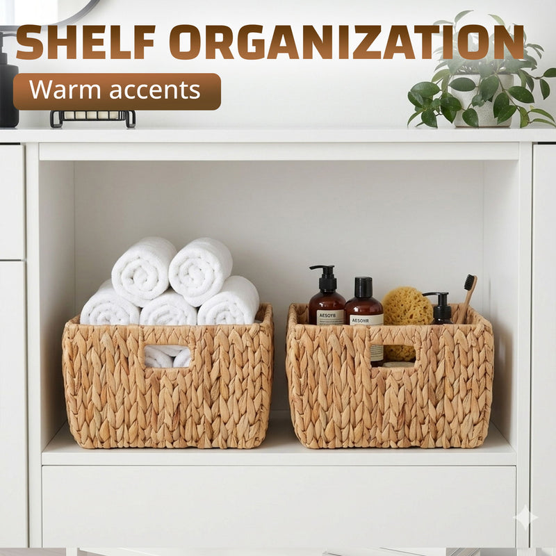 Storage Basket With Handles, Organizer Bin For Shelves Or Living Room - Light Brown