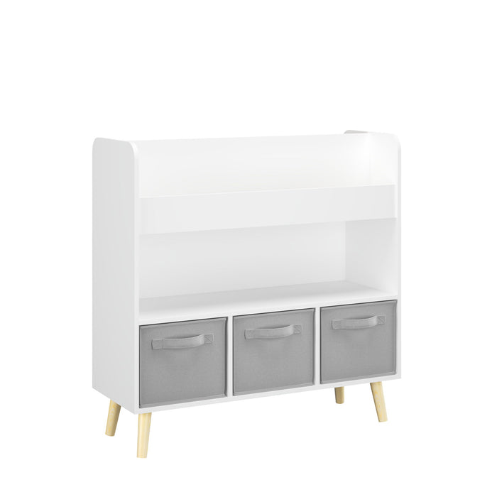 Bookshelf With 3 Bins, Storage Shelf For Toys And Books
