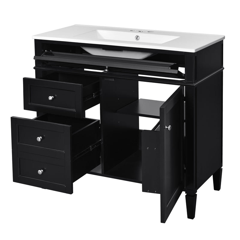 Bathroom Vanity With Top Sink, 2 Drawers And Tip Out Drawer