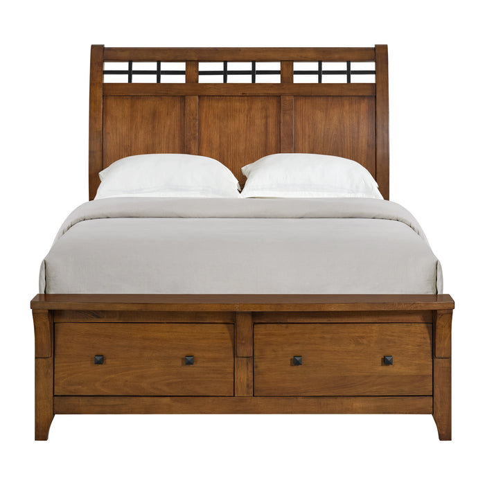 Gage Sleigh Storage Bed in Chestnut
