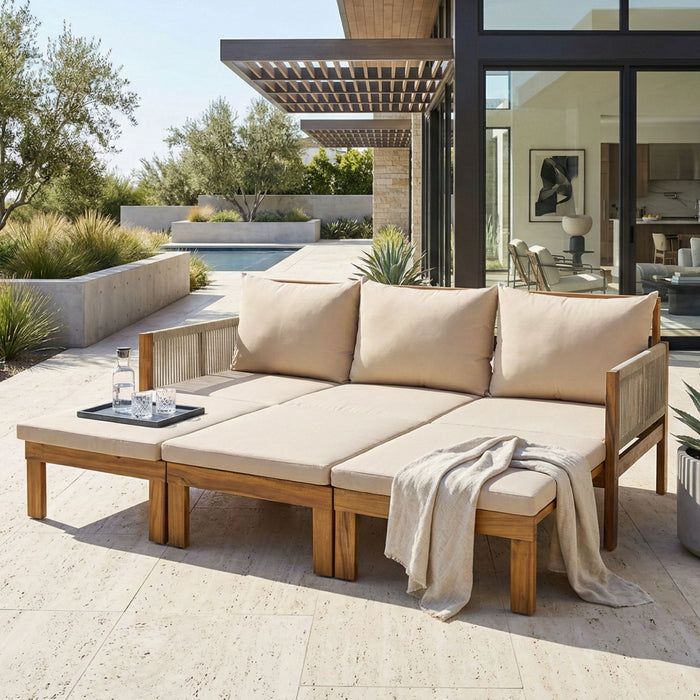 Outdoor 3 Seat Patio Sunbed