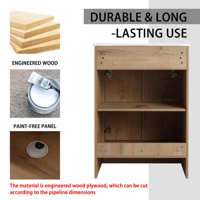 Freestanding Bathroom Vanity & Sink, Storage Cabinets, Soft Closing Doors