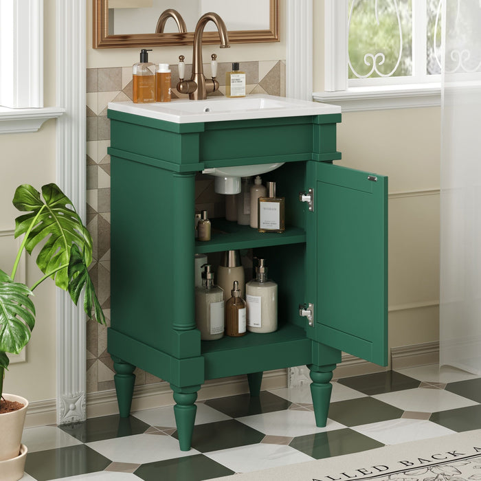 Bathroom Vanity With Sink, Storage Cabinet With Door, Drop In Sink, Compact Freestanding Design
