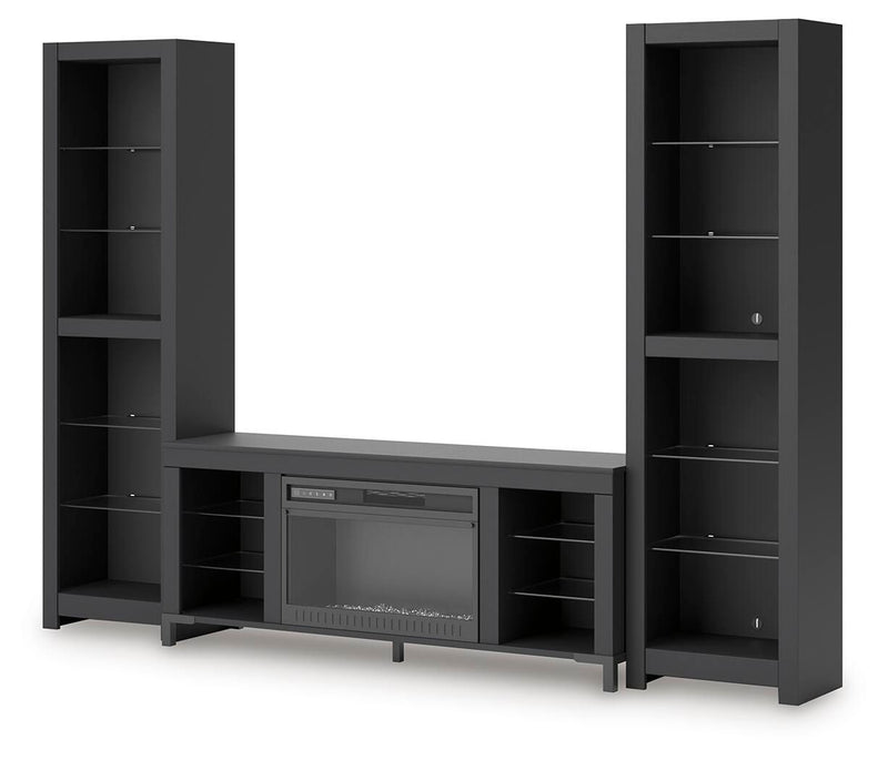 Cayberry - 3-Piece Entertainment Center With Electric Fireplace - Black