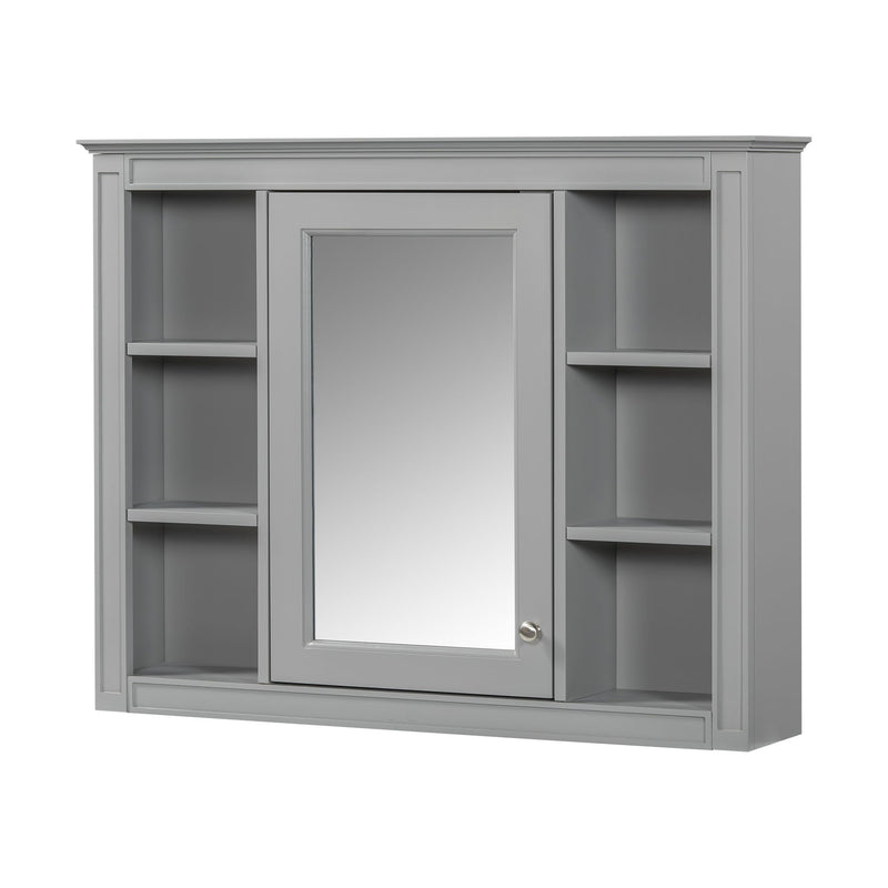 Wall Mounted Medicine Cabinet With Mirror, Storage Cabinet Featuring 6 Open Shelves And Adjustable Interior