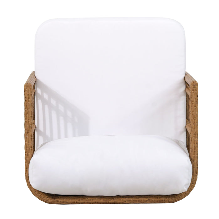 Outdoor Wicker Club Chair With Water Resistant Cushion - Brown