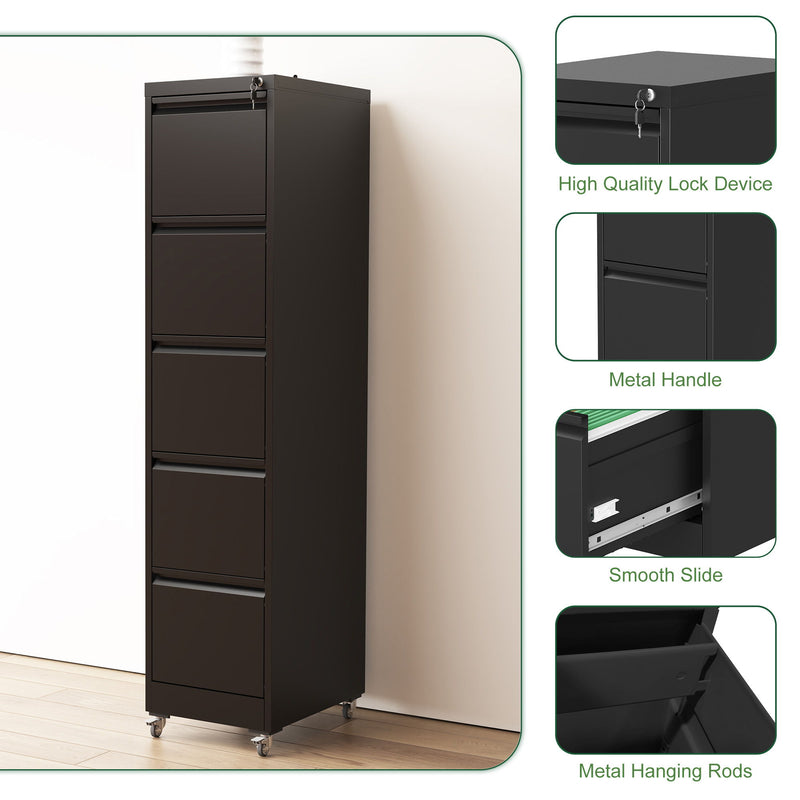 Drawer Metal Locking Vertical File Cabinet With Wheels Heavy Duty Lockable Storage