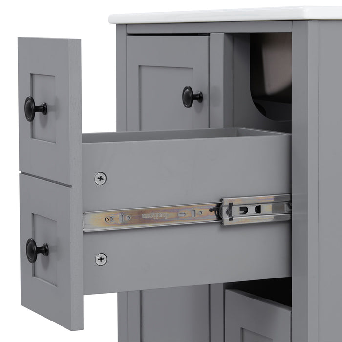Bathroom Vanity With Integrated Basin, Soft Close Drawers, Door Mounted Double Layer Shelf