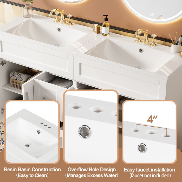 Bathroom Vanity With 2 Doors, 2 Drawers, Adjustable Shelf, Hidden Slides & Soft Close Hinges